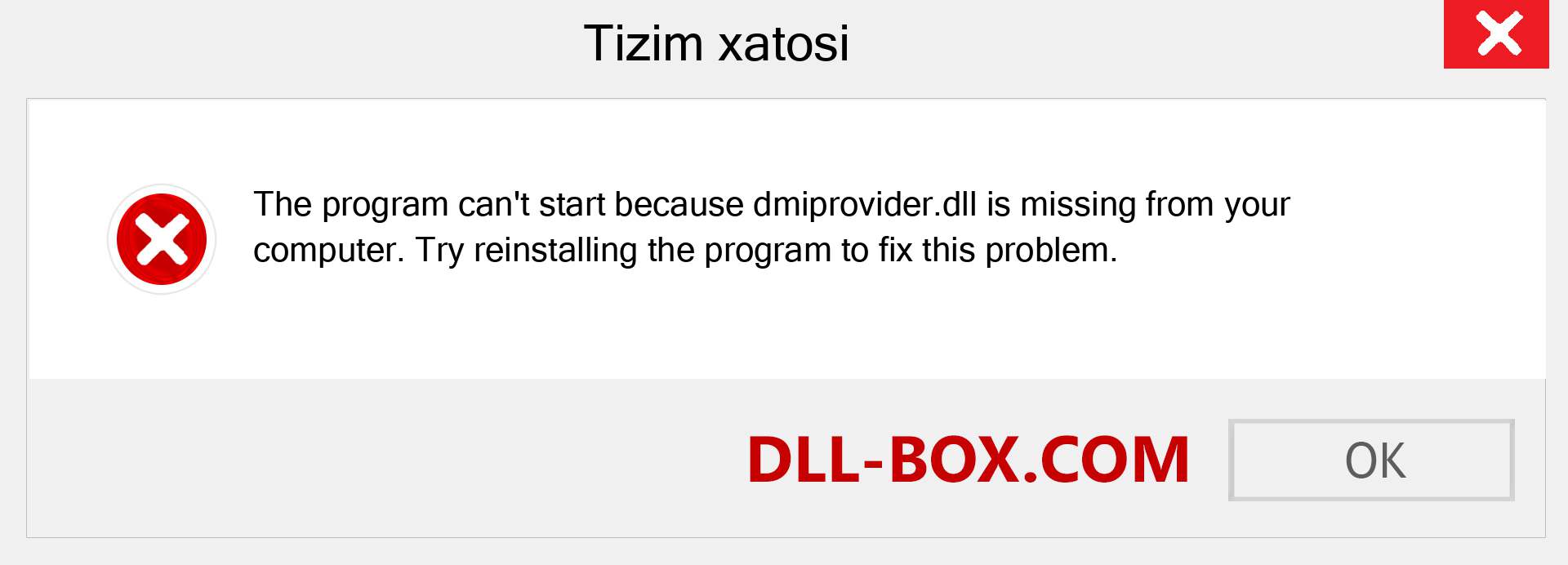 dmiprovider.dll fayli yo'qolganmi?. Windows 7, 8, 10 uchun yuklab olish - Windowsda dmiprovider dll etishmayotgan xatoni tuzating, rasmlar, rasmlar